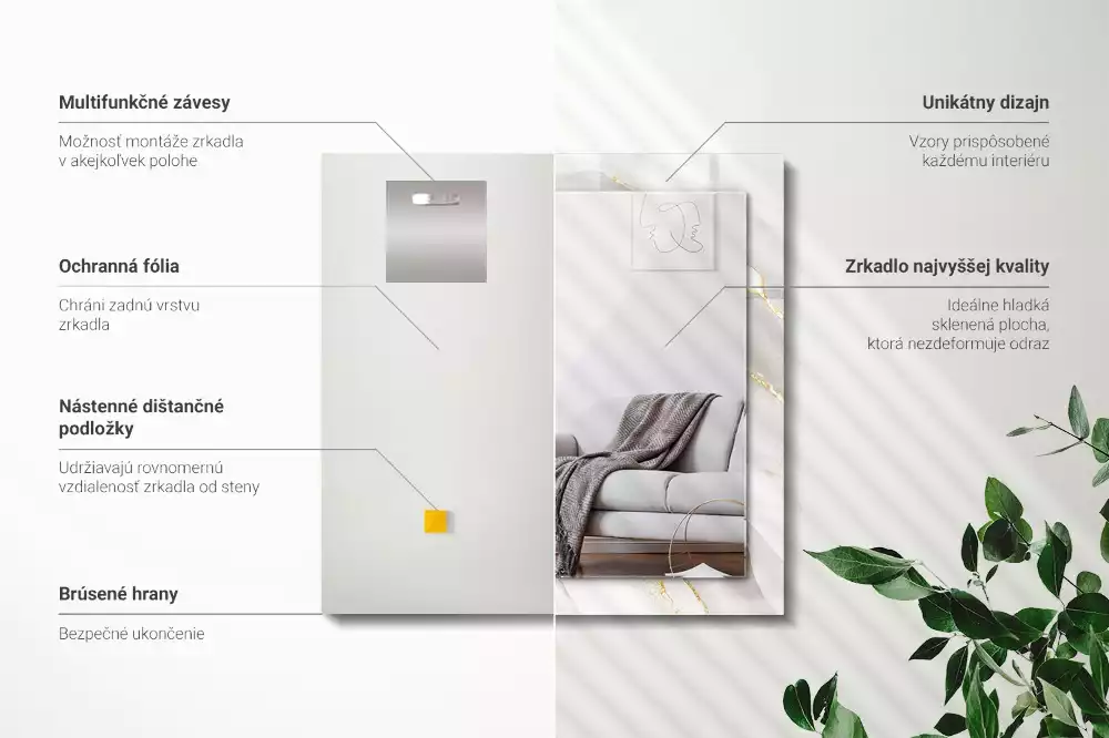 Decorațiuni de perete cu oglinzi Marmură gri