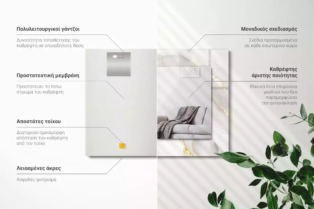 Decorațiuni de perete cu oglinzi Marmură gri