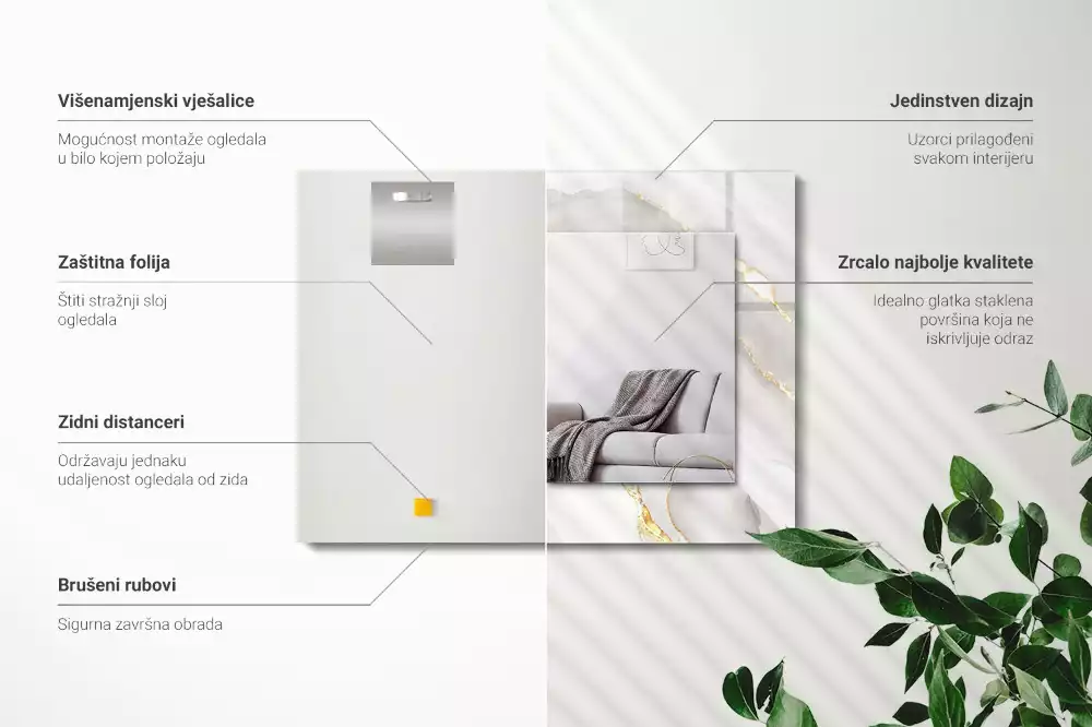 Decorațiuni de perete cu oglinzi Marmură gri