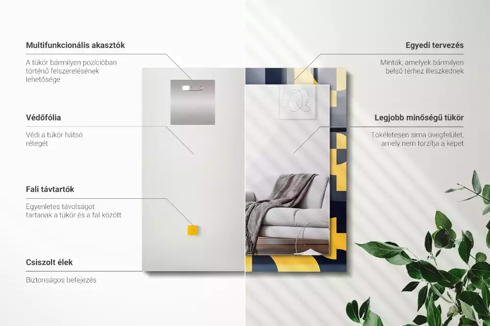 Decorațiuni perete cu oglindă Model geometric abstract