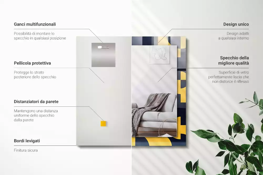 Decorațiuni perete cu oglindă Model geometric abstract