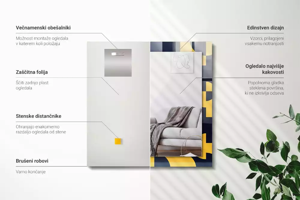 Decorațiuni perete cu oglindă Model geometric abstract