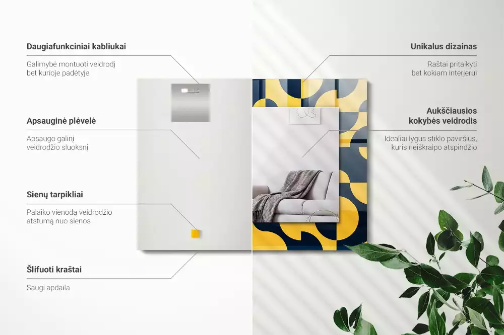 Decorațiuni perete cu oglindă Model geometric abstract