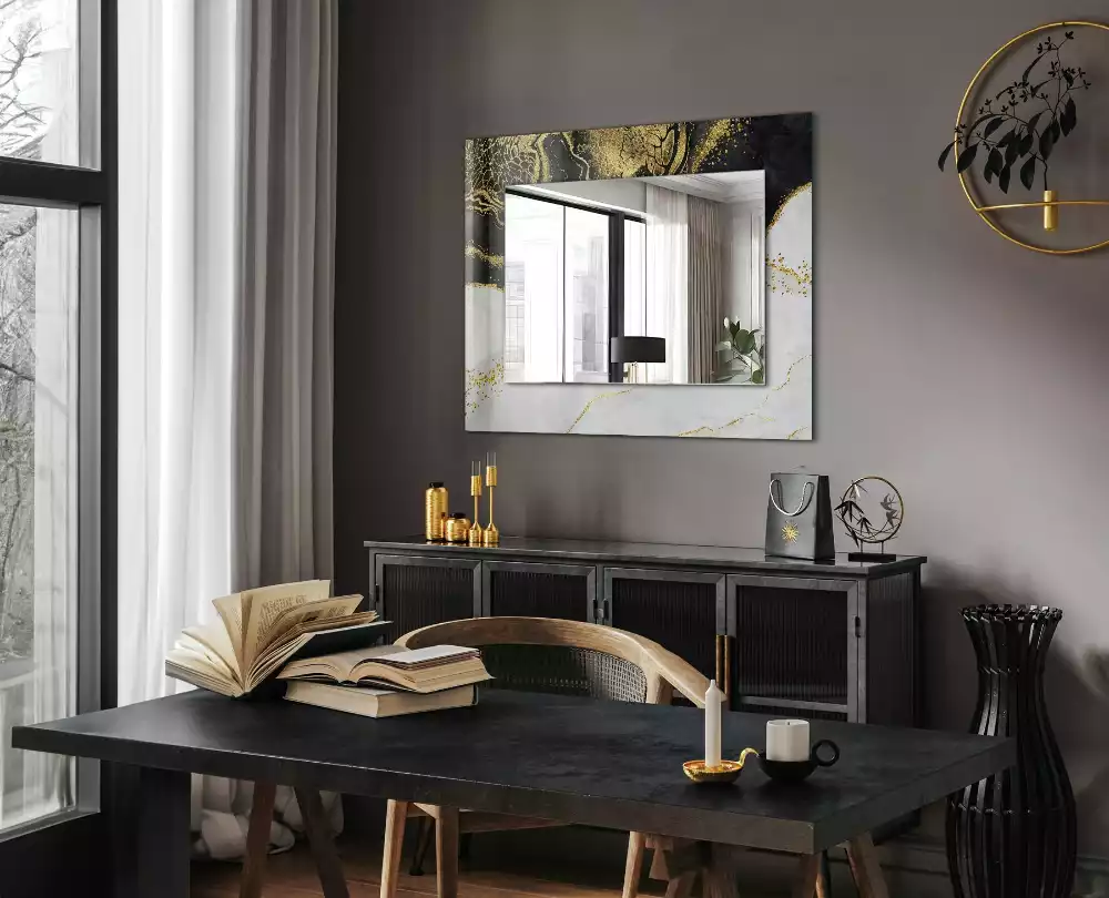 Decorațiuni perete cu oglindă Artă abstractă aurie