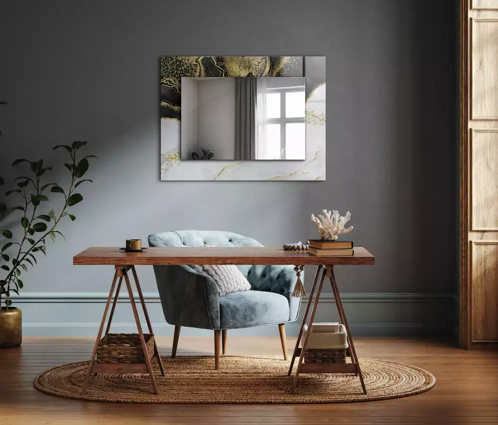 Decorațiuni perete cu oglindă Artă abstractă aurie