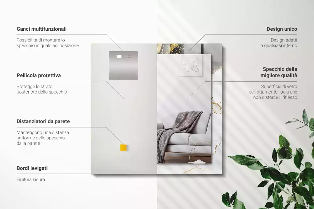 Decorațiuni perete cu oglindă Artă abstractă aurie