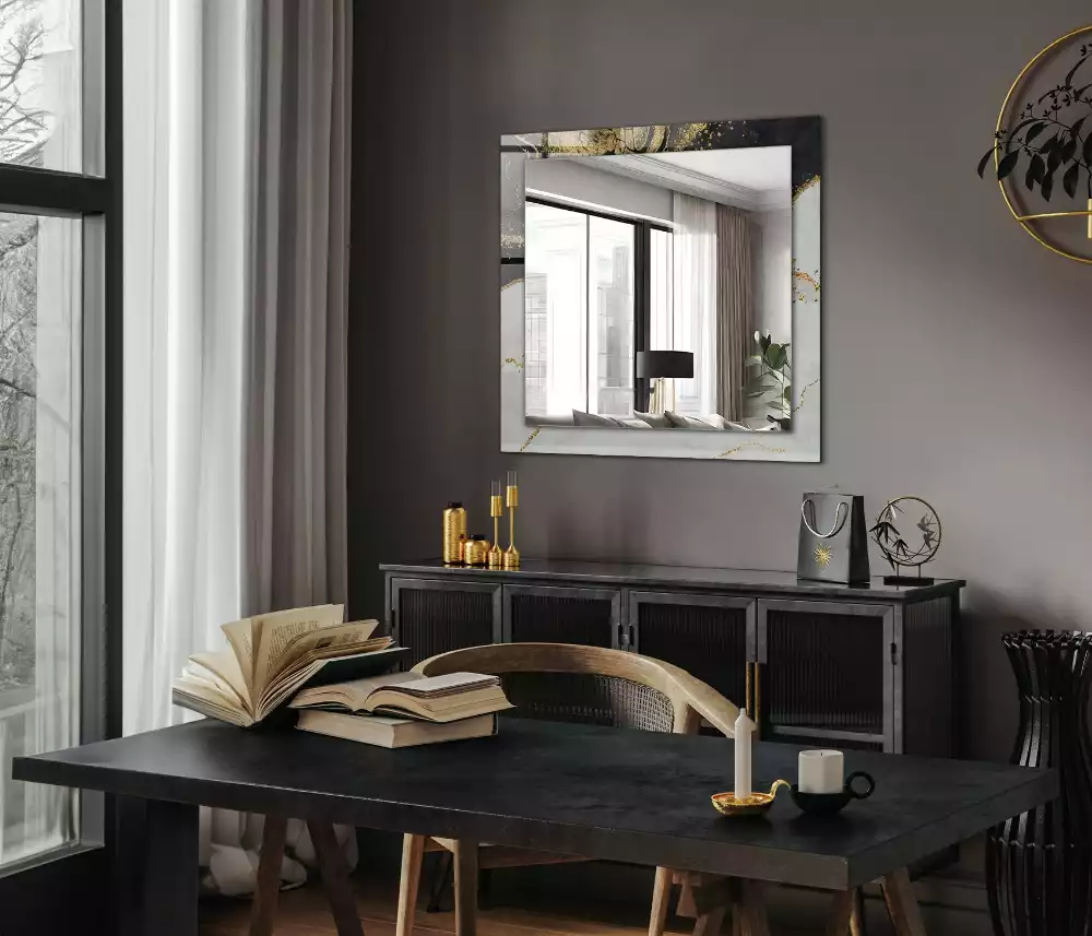 Decorațiuni perete cu oglindă Artă abstractă aurie