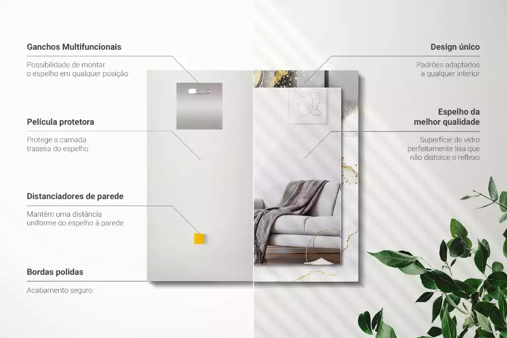 Decorațiuni perete cu oglindă Artă abstractă aurie