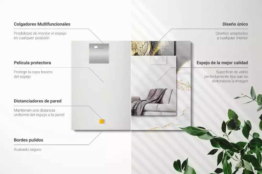 Decorațiuni perete cu oglindă Artă abstractă aurie