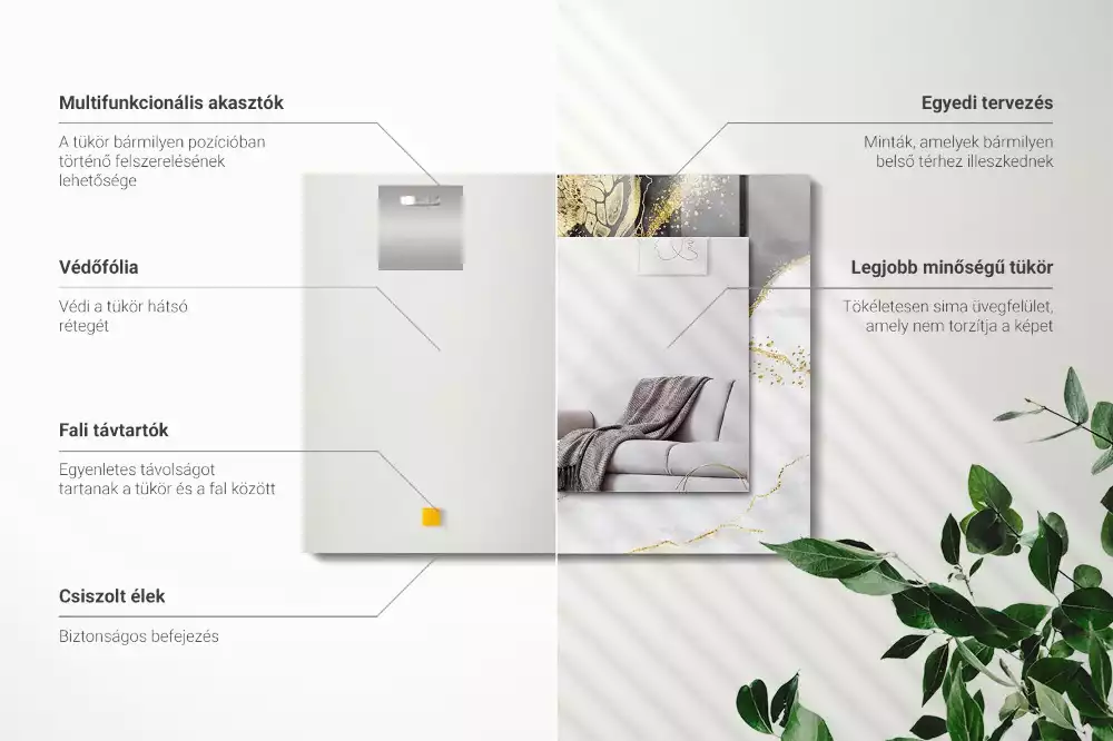 Decorațiuni perete cu oglindă Artă abstractă aurie