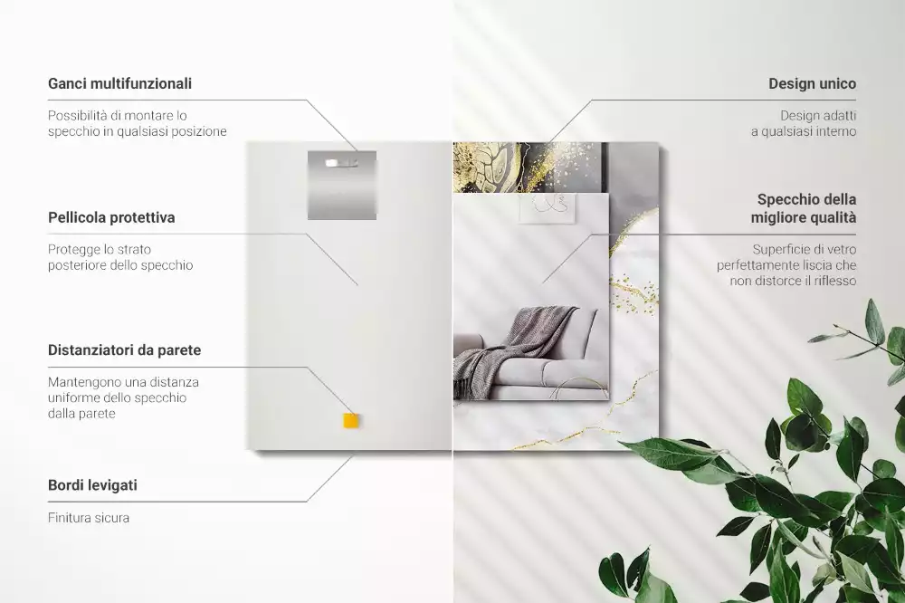 Decorațiuni perete cu oglindă Artă abstractă aurie