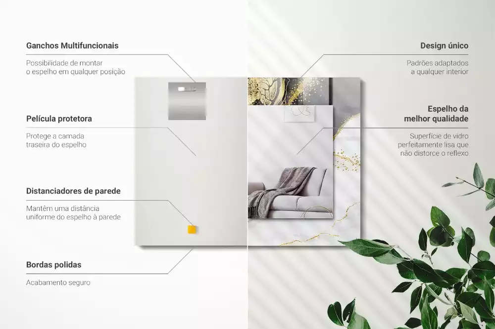 Decorațiuni perete cu oglindă Artă abstractă aurie