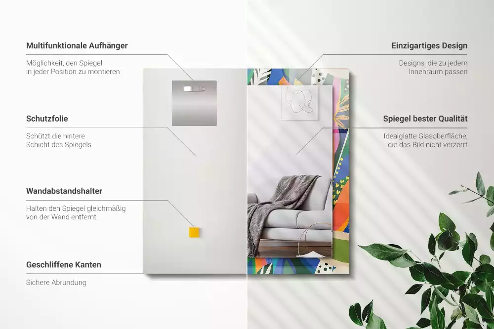 Oglindă imprimată Flori abstracte colorate