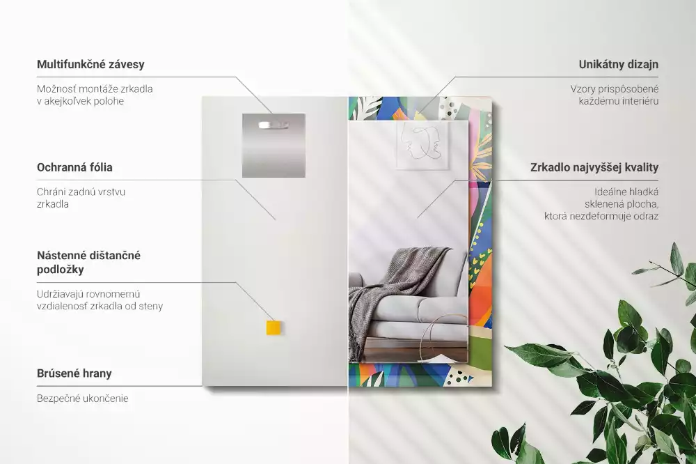 Oglindă imprimată Flori abstracte colorate