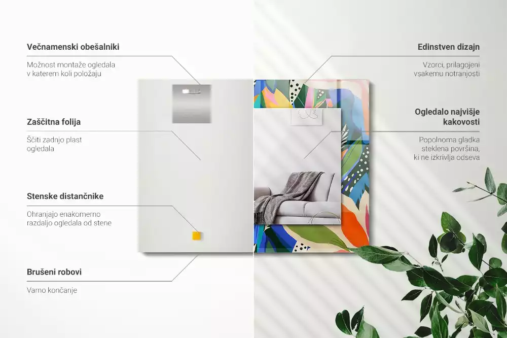 Oglindă imprimată Flori abstracte colorate