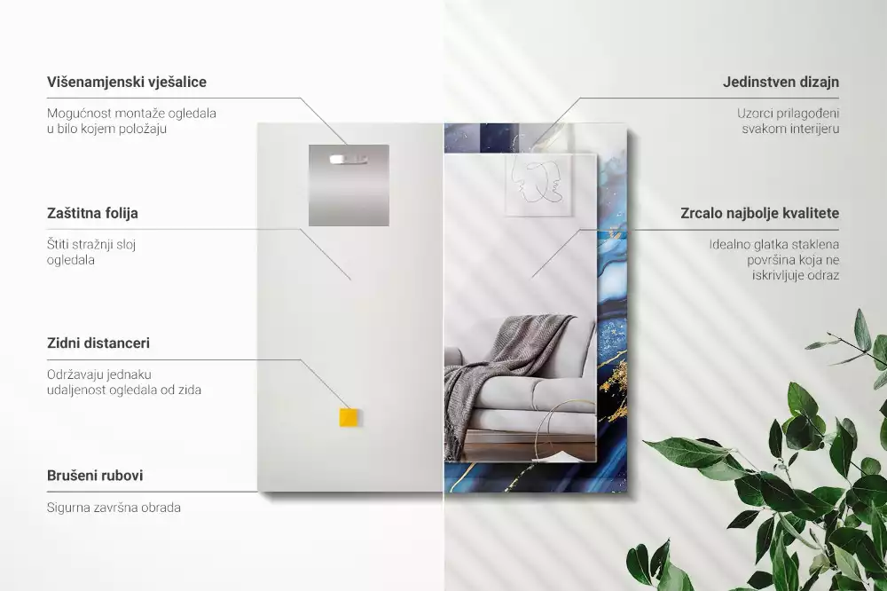 Decorațiuni de perete cu oglinzi Artă abstractă marmură