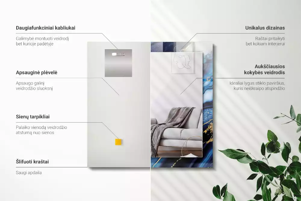 Decorațiuni de perete cu oglinzi Artă abstractă marmură