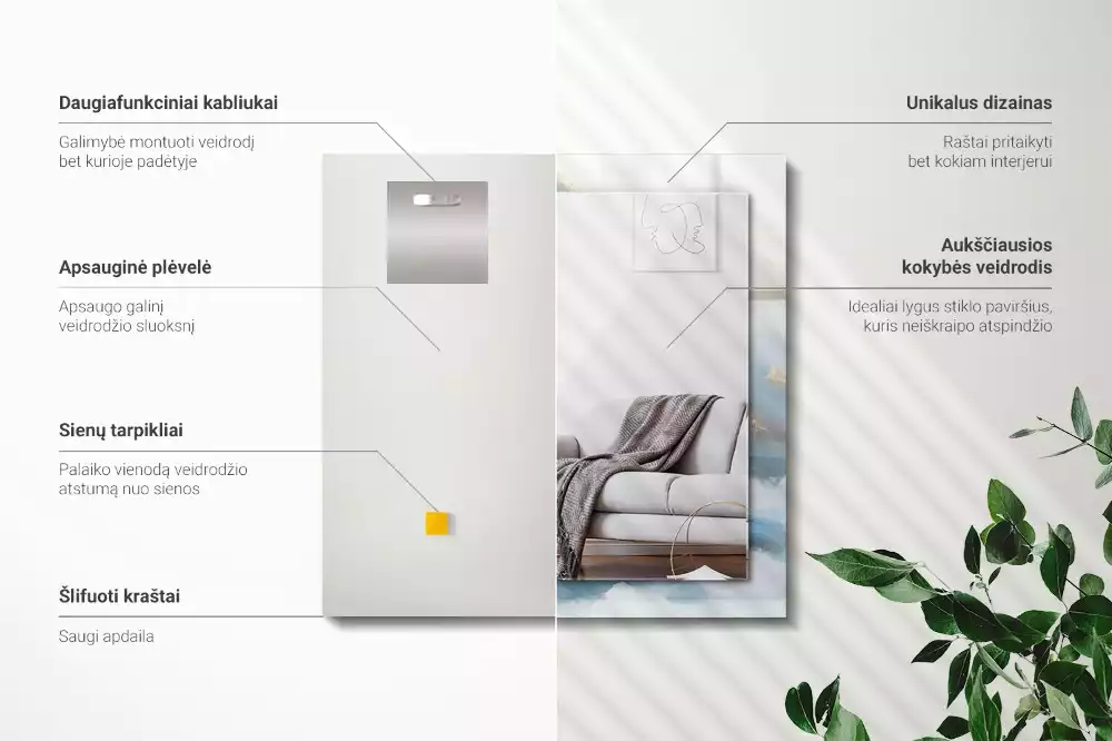 Decorațiuni perete cu oglindă Munți în ceață