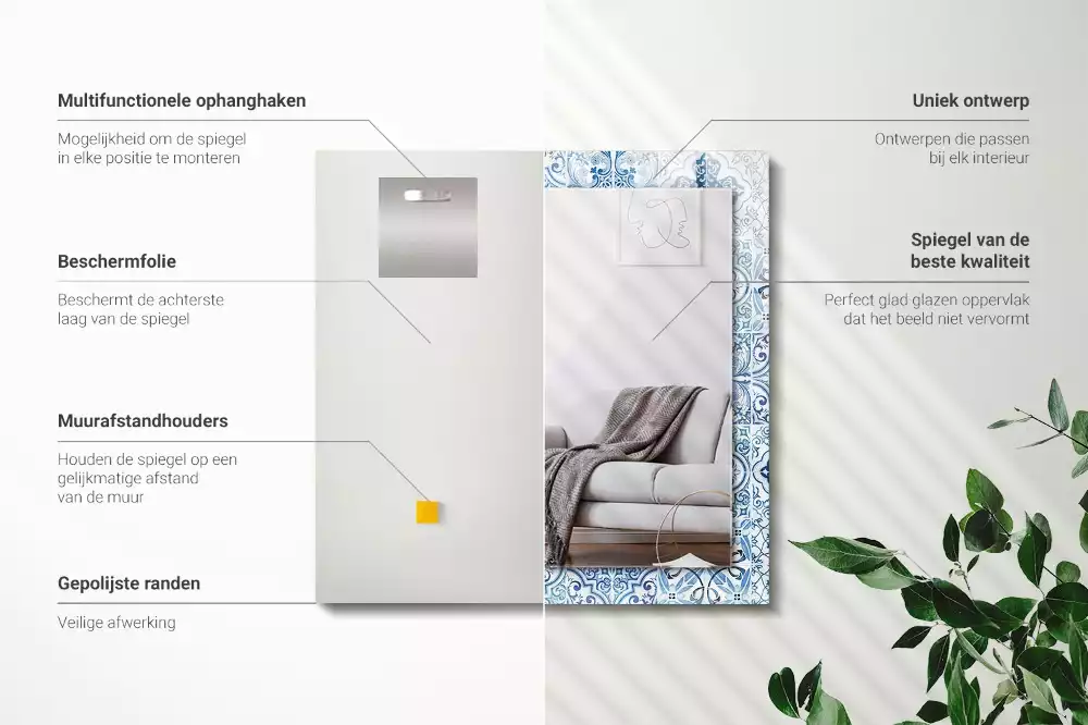 Oglindă imprimată Plăci decorative albastre