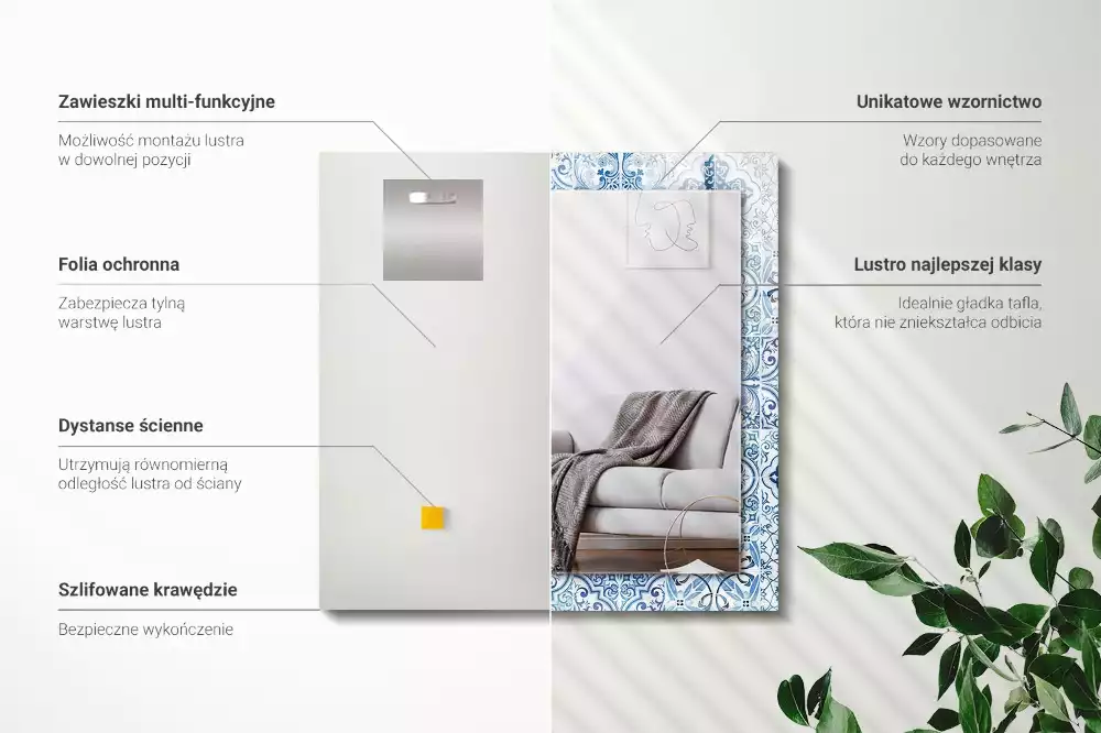 Oglindă imprimată Plăci decorative albastre