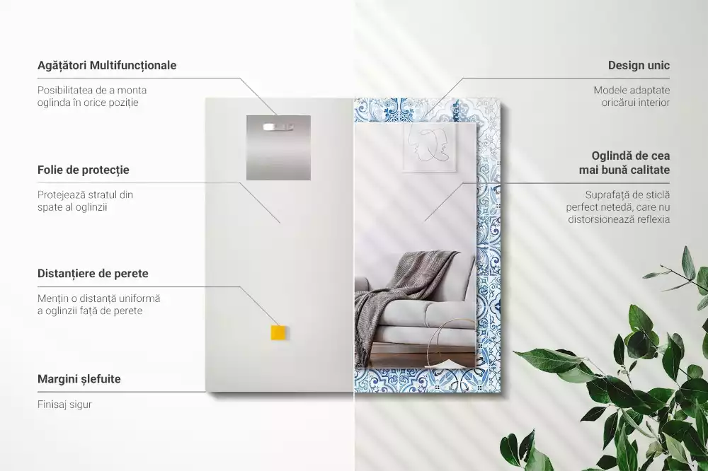 Oglindă imprimată Plăci decorative albastre