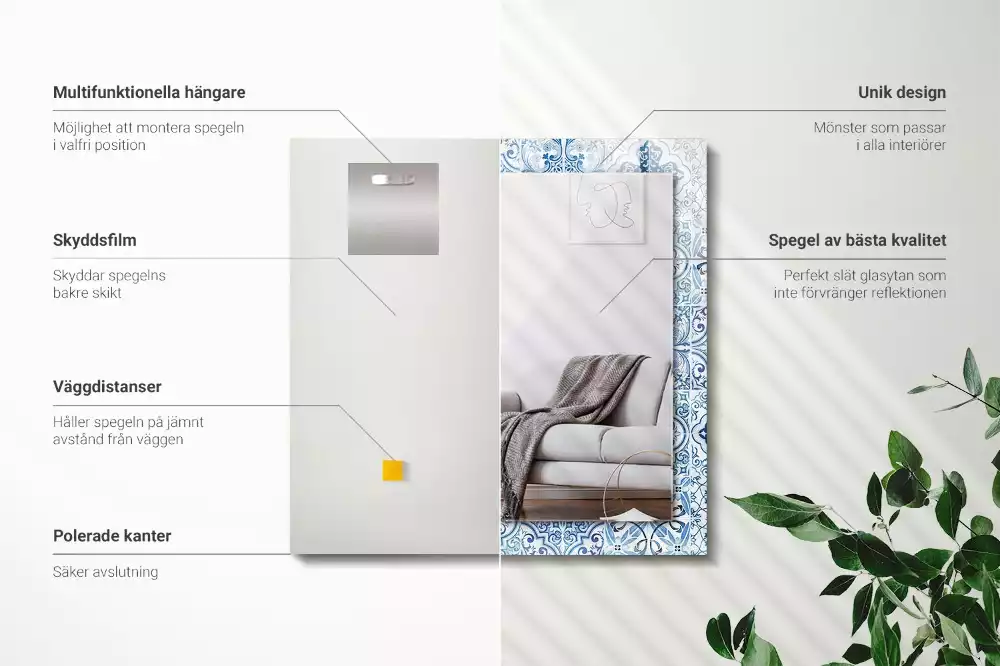 Oglindă imprimată Plăci decorative albastre