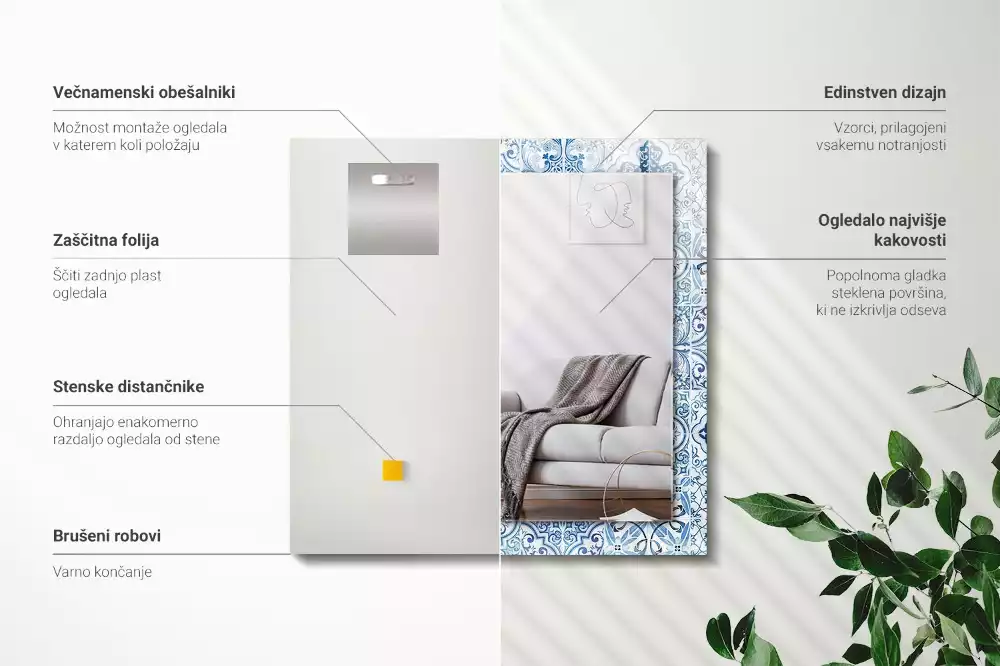 Oglindă imprimată Plăci decorative albastre