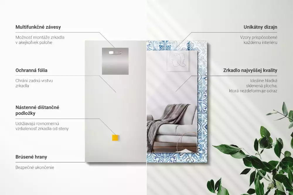 Oglindă imprimată Plăci decorative albastre