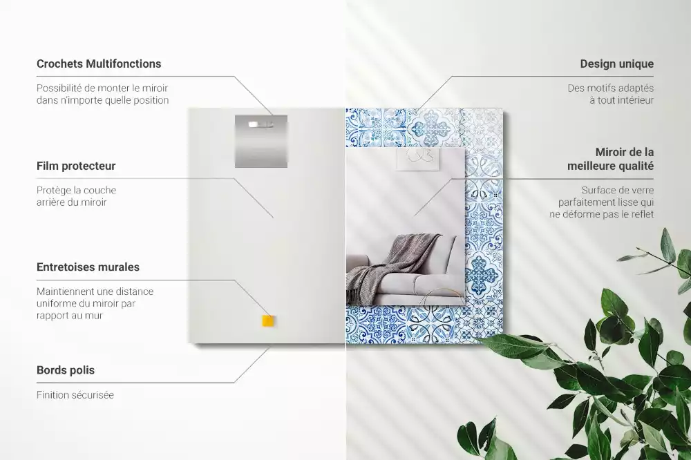 Oglindă imprimată Plăci decorative albastre