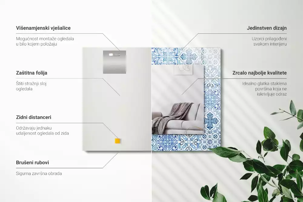 Oglindă imprimată Plăci decorative albastre