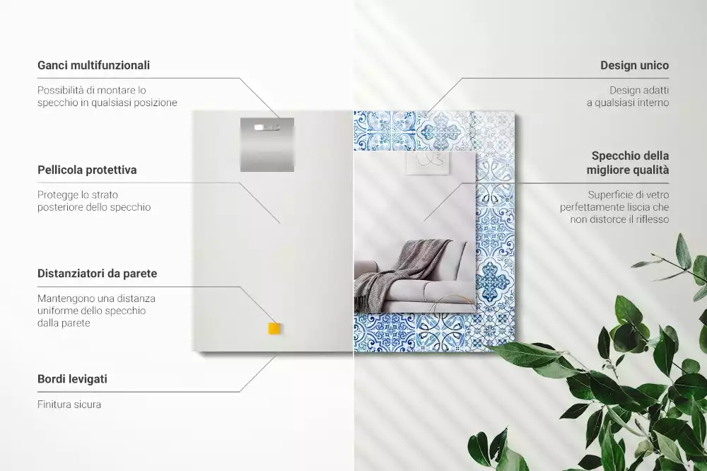 Oglindă imprimată Plăci decorative albastre