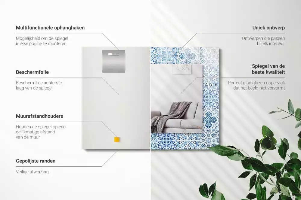 Oglindă imprimată Plăci decorative albastre