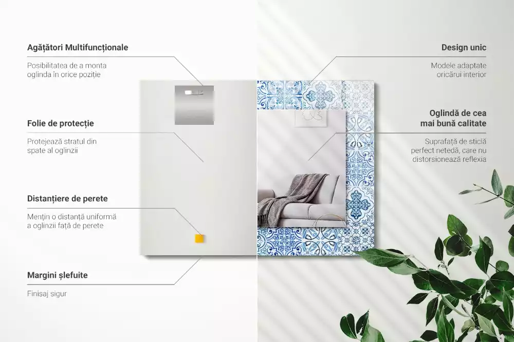 Oglindă imprimată Plăci decorative albastre