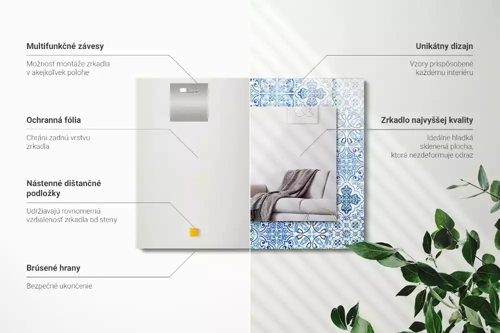 Oglindă imprimată Plăci decorative albastre