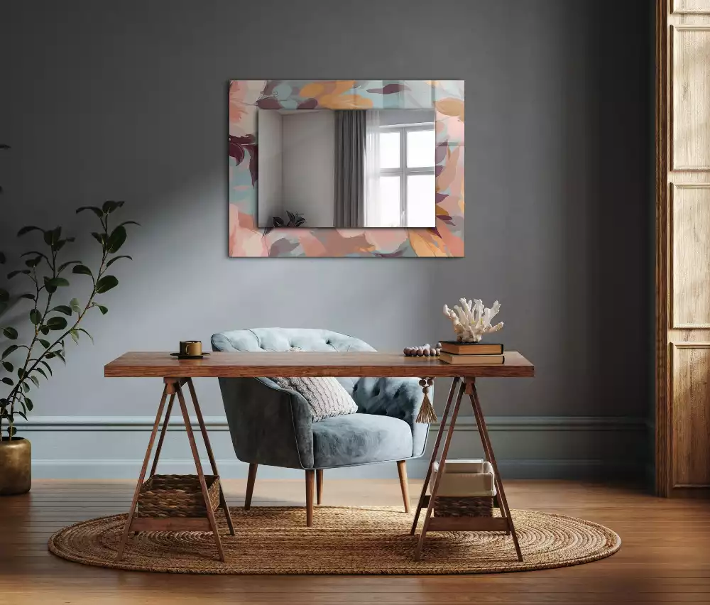 Decorațiuni de perete cu oglinzi Flori frunze pastelate