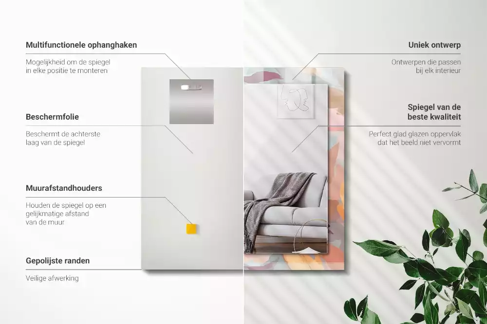 Decorațiuni de perete cu oglinzi Flori frunze pastelate