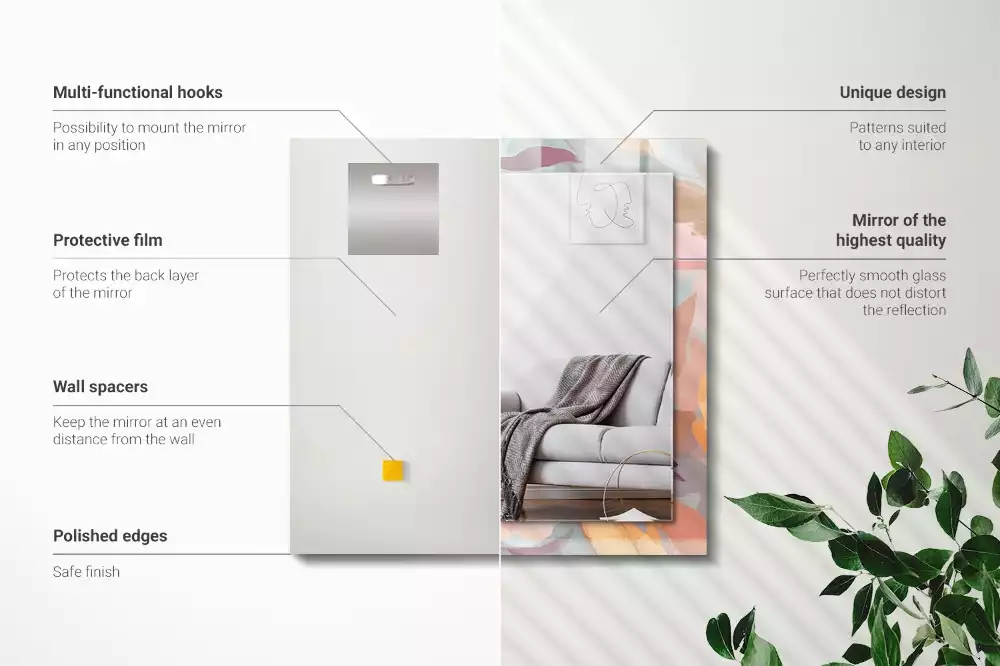 Decorațiuni de perete cu oglinzi Flori frunze pastelate