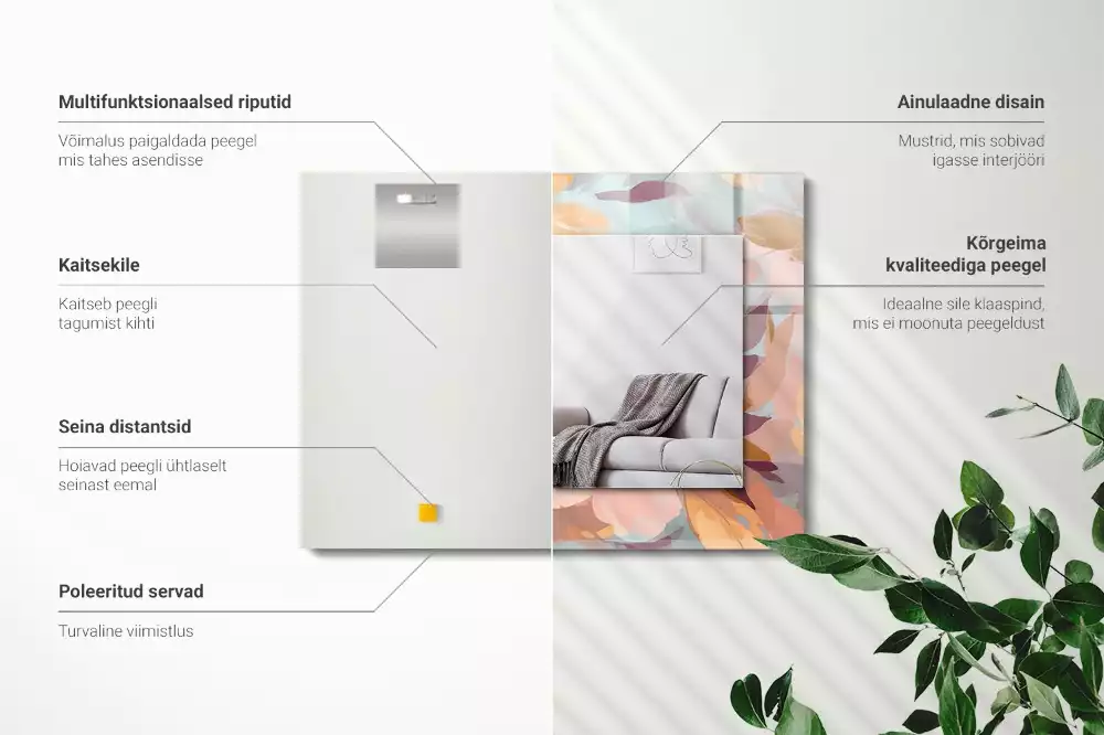 Decorațiuni de perete cu oglinzi Flori frunze pastelate