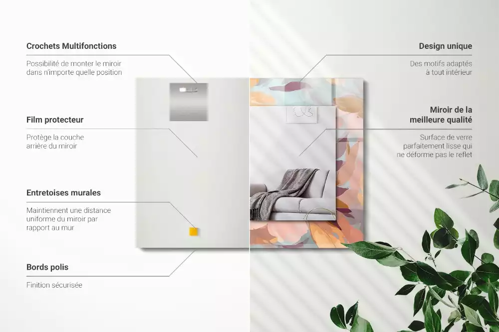 Decorațiuni de perete cu oglinzi Flori frunze pastelate