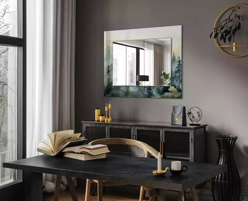 Decorațiuni perete cu oglindă Pădure în ceață