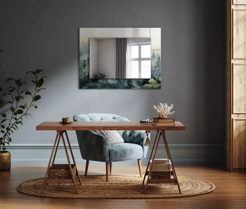 Decorațiuni perete cu oglindă Pădure în ceață