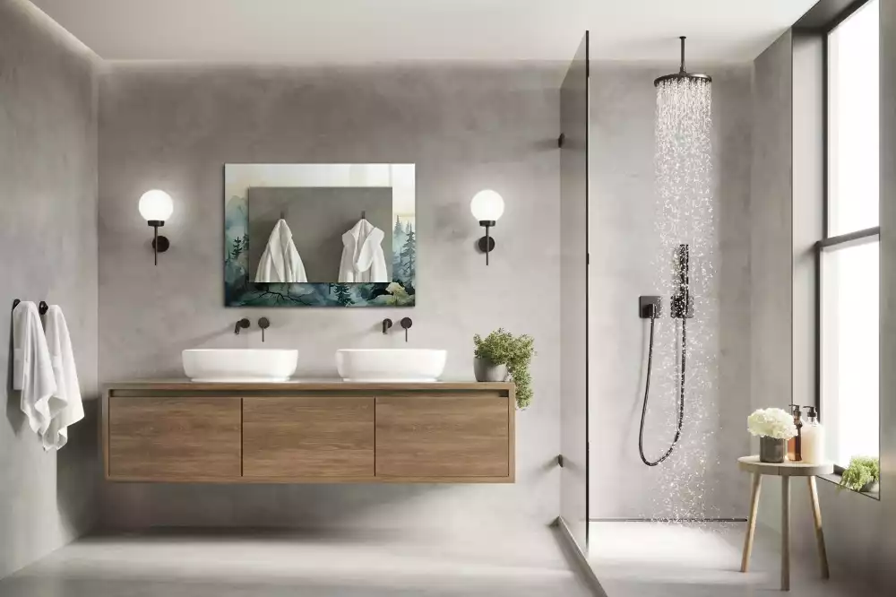 Decorațiuni perete cu oglindă Pădure în ceață