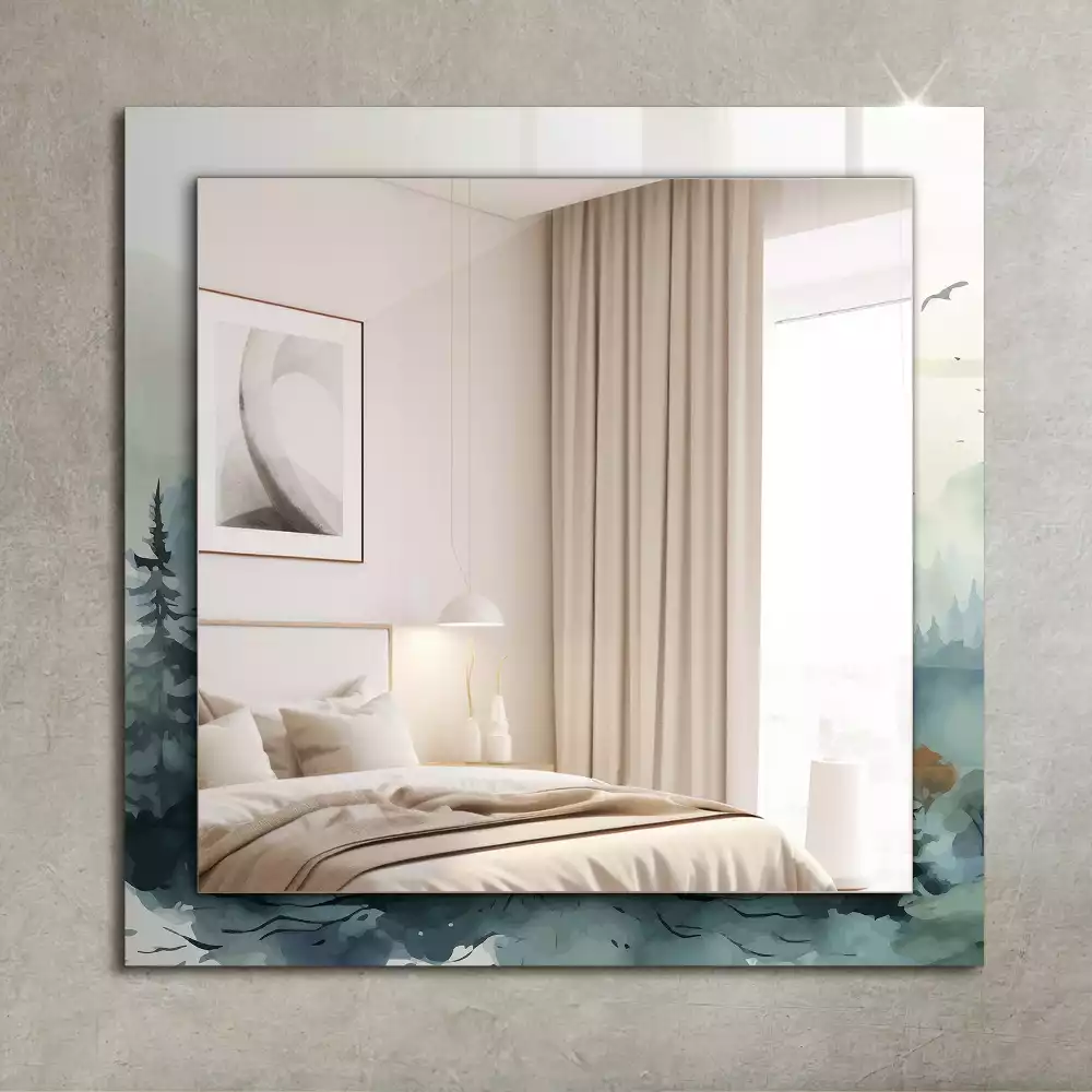 Decorațiuni perete cu oglindă Pădure în ceață