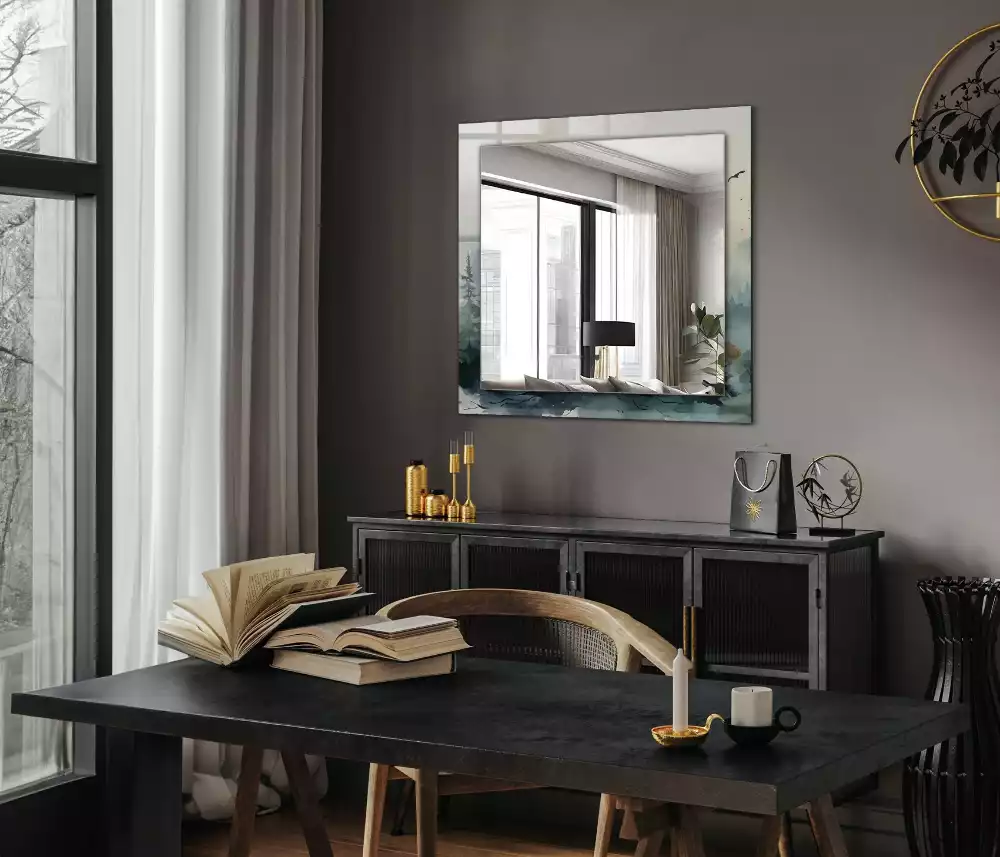 Decorațiuni perete cu oglindă Pădure în ceață