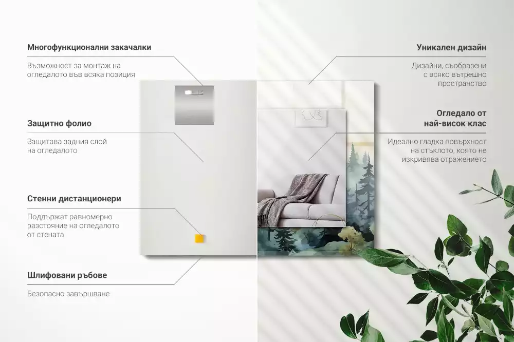 Decorațiuni perete cu oglindă Pădure în ceață