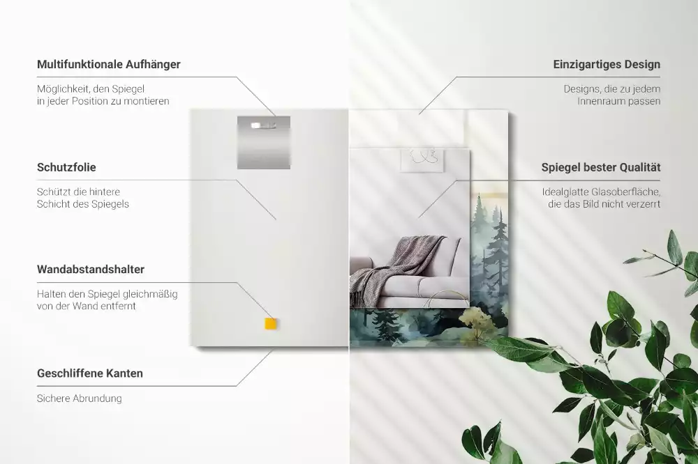 Decorațiuni perete cu oglindă Pădure în ceață