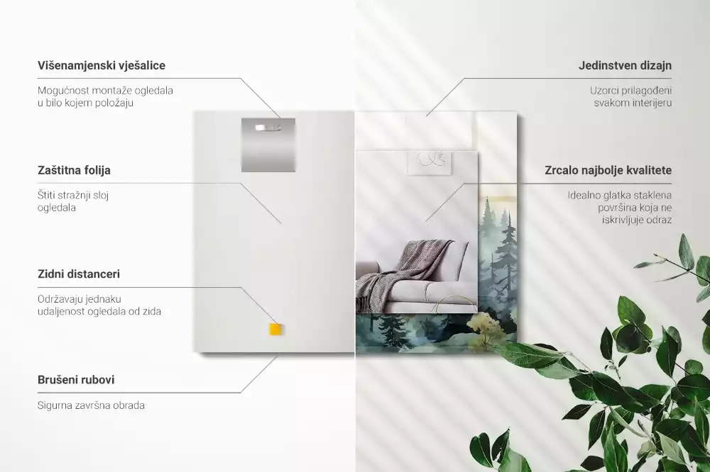 Decorațiuni perete cu oglindă Pădure în ceață