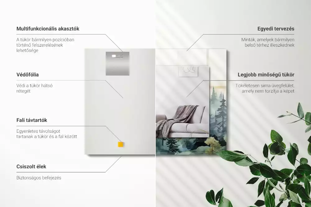 Decorațiuni perete cu oglindă Pădure în ceață