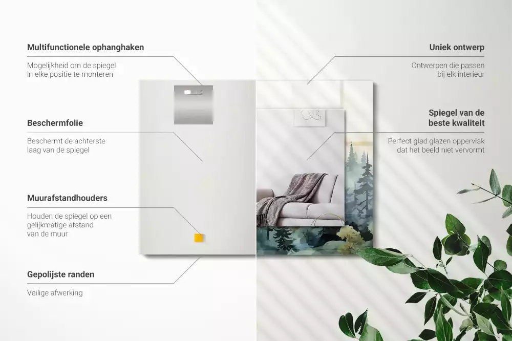 Decorațiuni perete cu oglindă Pădure în ceață