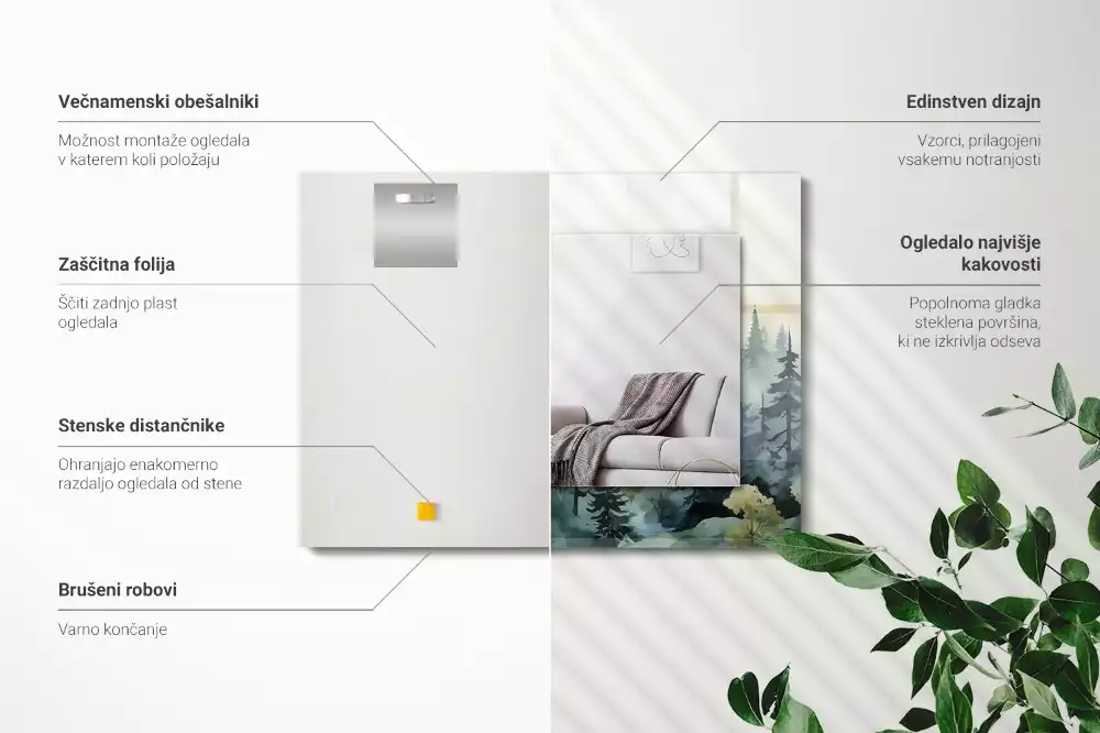 Decorațiuni perete cu oglindă Pădure în ceață